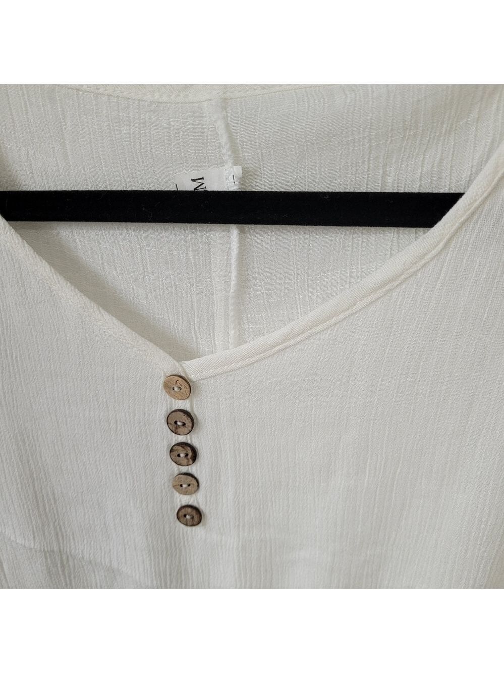Dayou coastal linen white layered dress, small - Picture 4 of 16